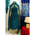 Semi-stitched Georgette Embroidery  Free Size Designer - Gown For Women. 