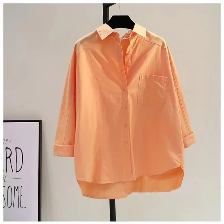 100%25%20Pure%20Cotton%20Rose%20Red%20Long-Sleeved%20Shirt%20for%20Women%20Spring%20and%20Summer%20New%20Single%20Pocket%20Loose%20Slim-Fit%20Casual%20Shirt%20-%20Image%205