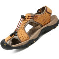 Men Summer Sandals Cowhide Leather Male Summer Shoes for Men Flat Sport Sandals Luxury Outdoor Beach Shoes Man Sandalias. 