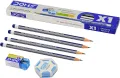 DOMS X1 Super Dark Pencil Set with Free Sharpener & Eraser for Drawing & Writing.