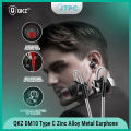 QKZ DM10 Type C Zinc Alloy Metal Earphone - Black. 