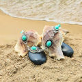 European and American cross-border jewelry Simple and versatile retro ethnic style anklets Fashionable metal alloy turquoise foot ornaments for women.