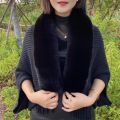 Knitting Thick Women's Loose Shawl with Faux Fur Collar for Evening Dresses Wedding Knitting Shawl Plush Wraps Cardigan Cape.