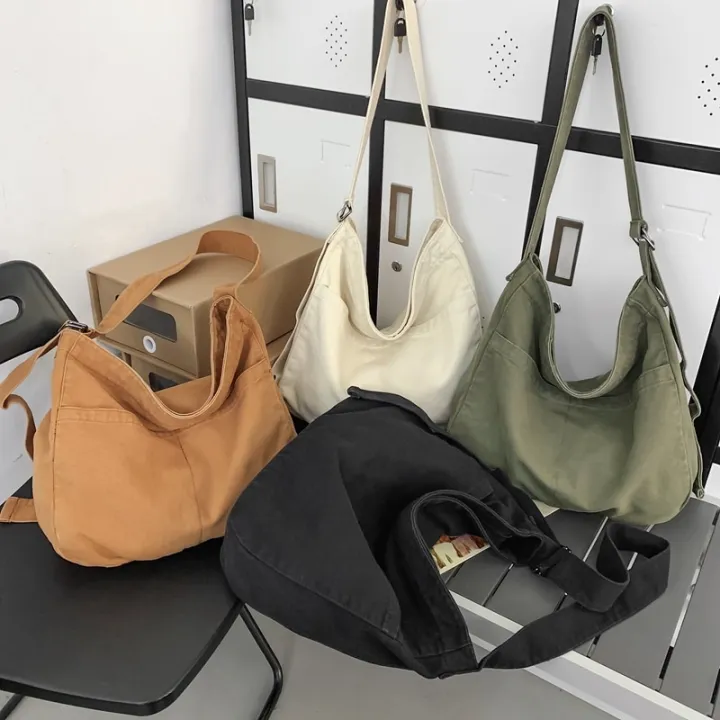 Women%20Casual%20Canvas%20School%20Crossbody%20Bags%20For%20Student%20Female%20Solid%20Color%20Large%20Capacity%20Tote%20Bag%20Trendy%20Cool%20Men%20Shoulder%20Bag%20-%20Image%202