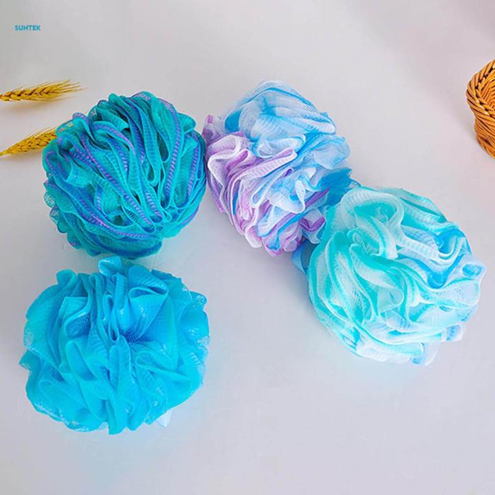Bath Mesh Pouf Loofah Bath Sponge, Bathroom Supplies, Body Cleaning Tool, Portable Hangable Shower Pouf Shower Sponge Exfoliating Body Scrubber