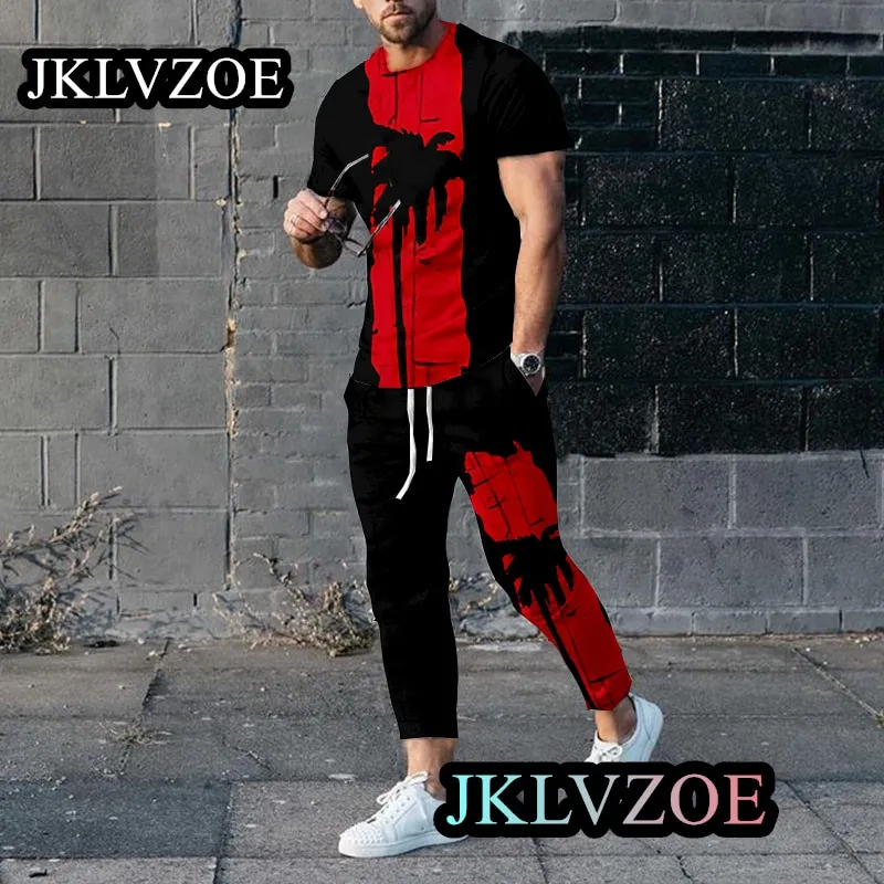 Men's Summer Bob Marley Tracksuit T-Shirt Pants Set Male Fashion