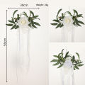 GC Wedding Decorations, Wedding Chair Decorations With Artificial Open Rose, Green Leaves, Handmade Chiffon Ribbons, Wedding Flowers Decorations For Ceremony.