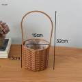 Wicker Rattan Flower Basket, Handwoven Basket with Handle and Insert, Wedding Flower Round. 