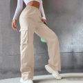 Cargo Pants Women Plus Size Belt Less High Waisted Wide Leg Trousers Straight Leg Relaxed Style Trousers Trousers.
