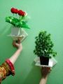 2 Pcs Wall Hanging Kite Flower Stand . Self Adhesive Punch Free Wall Decorative Showpiece Holder Only . Only square Shape Stand Without Flower & showpiece..