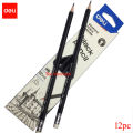 Deli 38029N Black Triangular Pencil - Black - HB - 12pc.