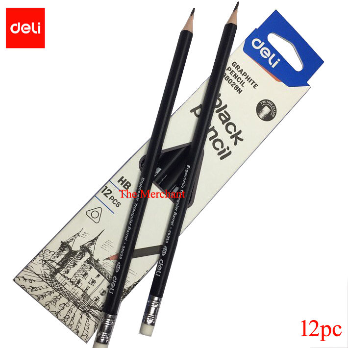Deli%2038029N%20Black%20Triangular%20Pencil%20-%20Black%20-%20HB%20-%2012pc%20-%20Image%204