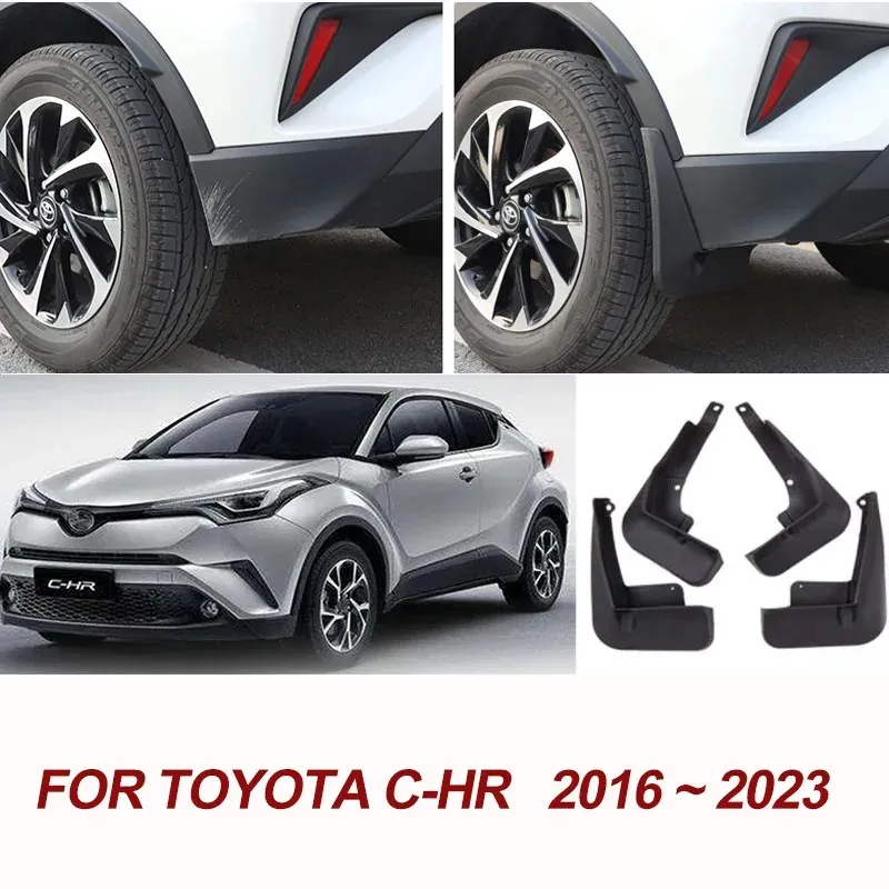 FITS 2017-2021 TOYOTA CHR C-HR DIRECT FIT BLACK PLASTIC MUD FLAP SPLASH GUARD SET