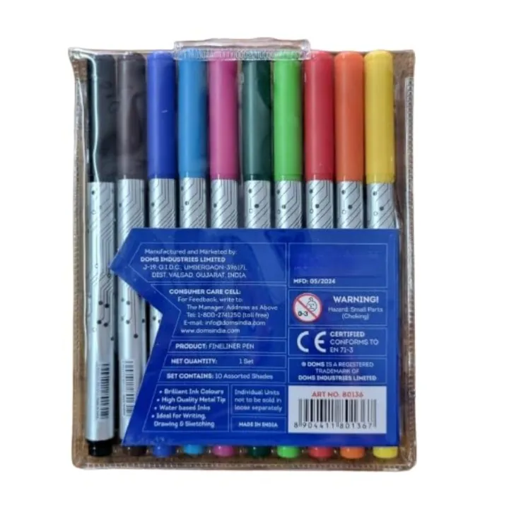 Doms%20F9%20Liner%20Set%20of%2010%20Assorted%20Shades%7C%200.5%20mm%20Unique%20Push%20Resistant%20Metal%20Tip%7C%20Water%20Based%20Ink%7C%20Ideal%20For%20Writing,%20Drawing%20&%20Sketching%20-%20Image%203
