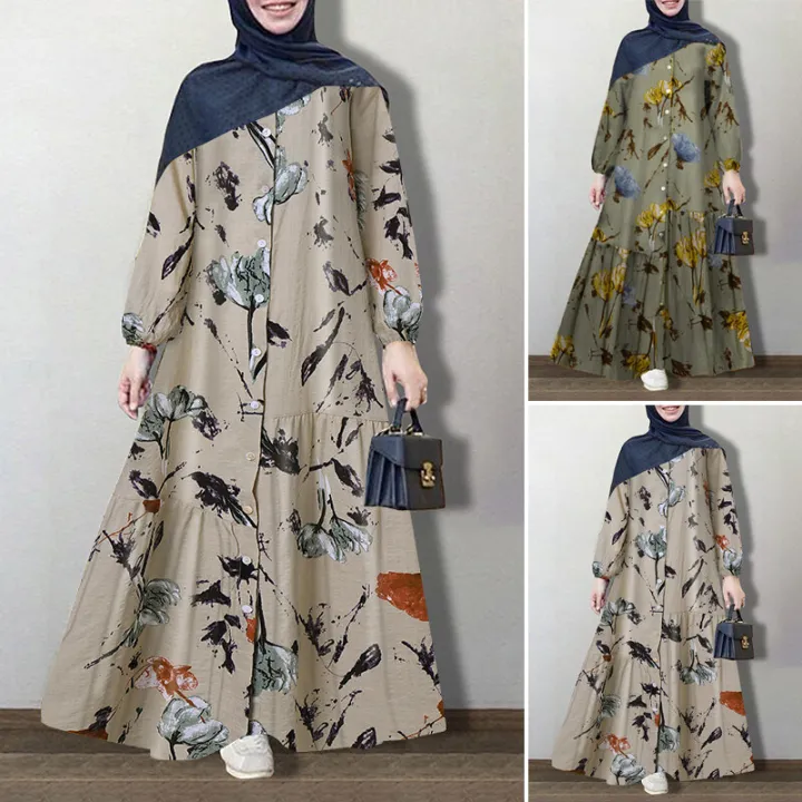 ZANZEA%20Muslimah%20Women%20Muslim%20Kaftan%20Arab%20Button%20Full%20Length%20Loose%20Basic%20Maxi%20Shirt%20Dress%20-%20Image%203