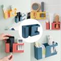 New 2 in 1 Wall Mounted Storage Box Multifunction Punch Free Organizer TV Remote Control DIY Mobile Phone Plug Charging Holder. 