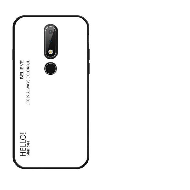 Gradient Color Tempered Glass Casing Protective Case Back Cover Soft TPU  Bumper Case For Nokia Plus (Nokia X6) Case