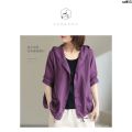 Lian Loose Cotton Ancient 2024 Large Short Coat Size Small Hat Top Female Art Style Summer Quality Female Leisure Coat Thin Complex Wide Break 〕. 