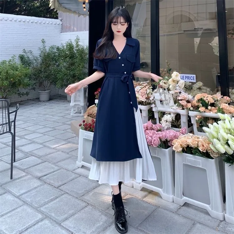 V-Neck Long Dress Korean Fashion Robe Playa Summer Dresses Women 2024  Casual Urban Trendyol Female Clothing Elegant Gowns Basic | Daraz.com.bd