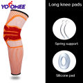 Yoomee 1 Pcs Nylon Sports Silicone Long Basketball Knee Pads Crashproof Patella Support Sports Fitness Volleyball Soccer Leg Sleeve Kneepad Protection Pressure Protection.