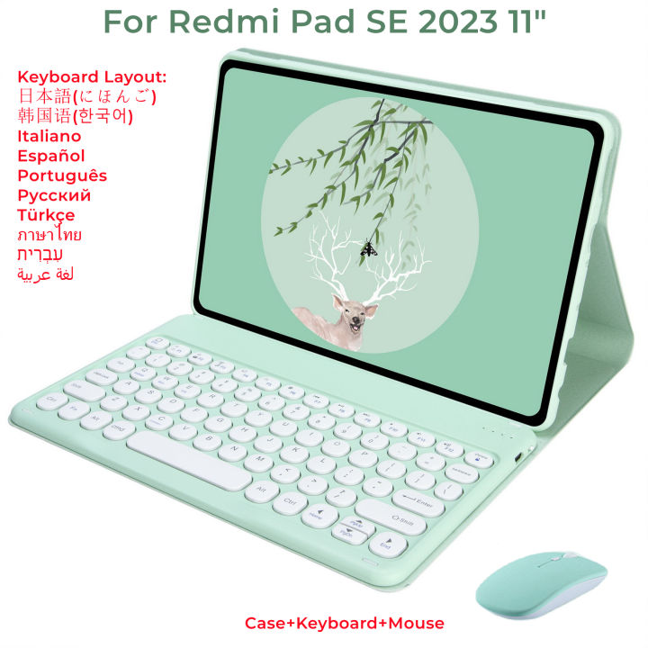 Wireless Magnetic Case Keyboard for Xiaomi Redmi Pad SE 2023 11 Spanish Korean Thai Bluetooth Keyboard Mouse Smart Cover Funda