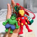 Avengers Superhero Keychains Marvel Iron Man Spiderman Captain America PVC Keyrings Cute Cartoon Anime Doll Pendant Key Holder.