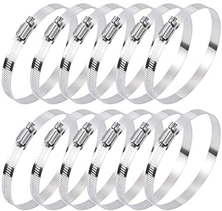 12 Piece Adjustable Pipe Hose Clamps - Size 4 Inch (Adjustable - 3.5 Inch to 4.5 Inch)