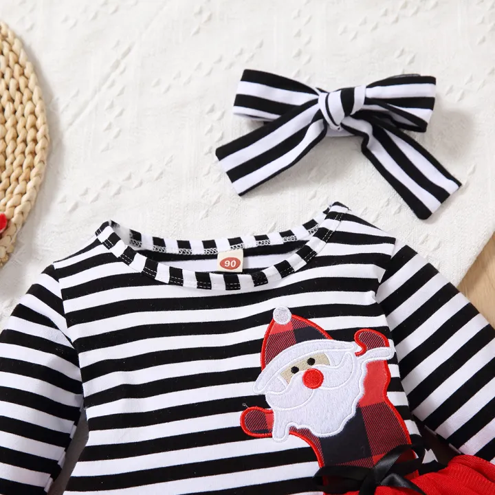 Girls%20Dress%20Baby%20Autumn%20Clothes%20Christmas%20Wholesale%20Children's%20Clothes%20Mesh%20Skirt%20Old%20Man%20Head%20Embroidered%20Striped%20Princess%20Skirt%20-%20Image%203