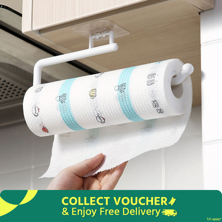 Kitchen Tissue Holder Hanging Toilet Roll Paper Towel Holder Rack Kitchen Bathroom Cabinet Door Hook Holder Organizer 1PCS