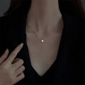 925 Sterling Silver Heart-shaped Necklace Female Clavicle Chain Shiny Star Pendant Simple Fashion Jewelry Party Birthday Gift. 