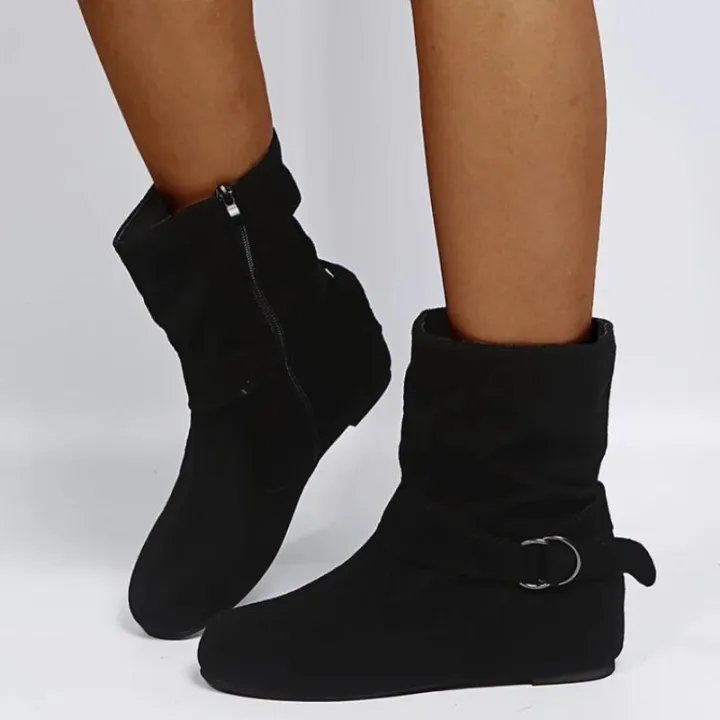 Frosted%20Ankle%20Boots%20Women%20Soft%20Leather%20Pleated%20New%20Fall%20Winter%202024%20Warm%20Boots%20Non-slip%20Comfy%20Purple%20Plus%20Size%2043%20Women's%20Boots%20-%20Image%205