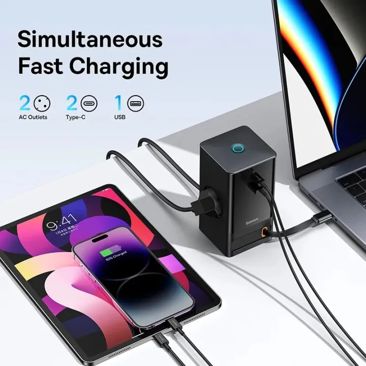 BASEUS%20Power%20Combo%20Tower%20Power%20Strip%203AC%202USB%202Type-C%20100W%20Charging%20Station%20with%201.5m%20Cable%20-%20Image%202