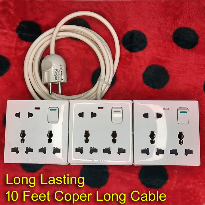 Handmade Multiplug 24pin 9 Port Universal Socket and 100% Copper cable (Heavy Duty + Long lusting) Multi Plug for Computer, Rice Cooker, Charger, TV etc