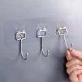 Durable PVC Waterproof Wall Mounted Towel Hook  Self-Adhesive Strong Load Bearing Hook Kitchen Multipurpose Row Bracket. 