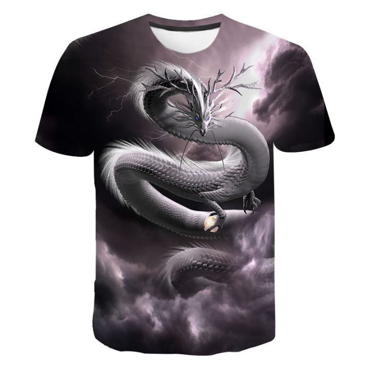 Men's summer new Dragon 3D printed pattern T-shirt Sports casual O collar short sleeve top hip hop Harajuku T-shirt