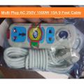 Multiplug Socket Multi Plug AC 250V 1500W 10A 9 Feet Cable Brass Contact 4 Point Socket LED Indicator Control With Single Switch Multi Usage Extension Socket. 