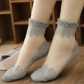 1 Pairs Summer Women Socks Mesh Cute Ultrathin Transparent Crystal Silk Lace Short Socks Elastic Ankle Socks Female Socks. 