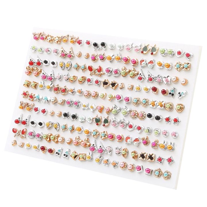100pairs/set%20Acrylic%20Rhinestone%20Stud%20Earrings%20For%20Women%20Girls%20Gold%20Silver%20Geometric%20Flower%20Star%20Earring%20Jewelry%20Brinco%20-%20Image%203