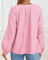Ladies Fashionable 2024 long sleeve crew neck shirts button down ruffle casual dressy blouse tops. 