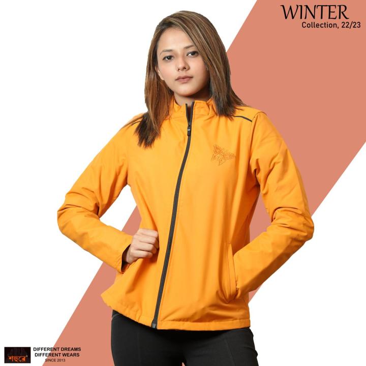 Shohure Golden Yellow color Double part air proof Ladies jacket