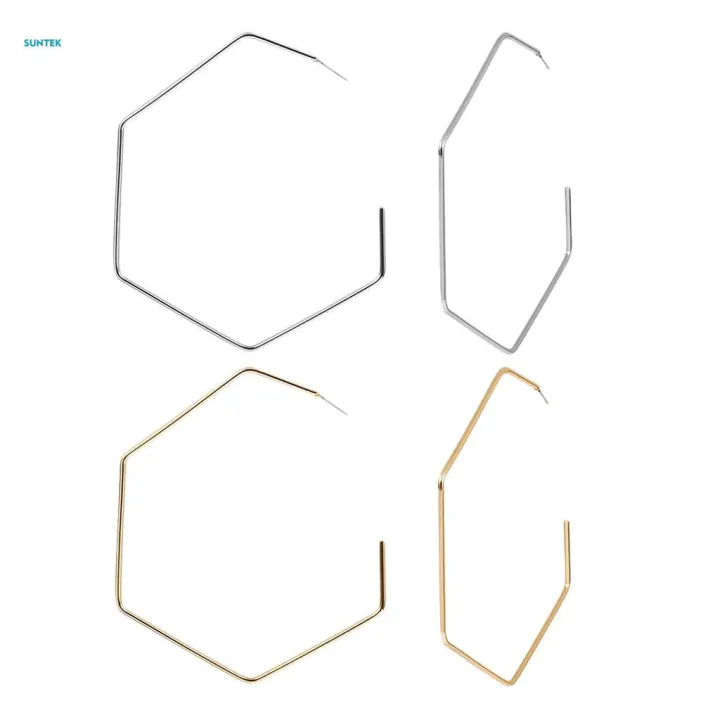 Simple%20Hexagonal%20Geometric%20Ear%20Studs%20Earrings%20Jewelry%20-%20Golden%20-%20Image%204
