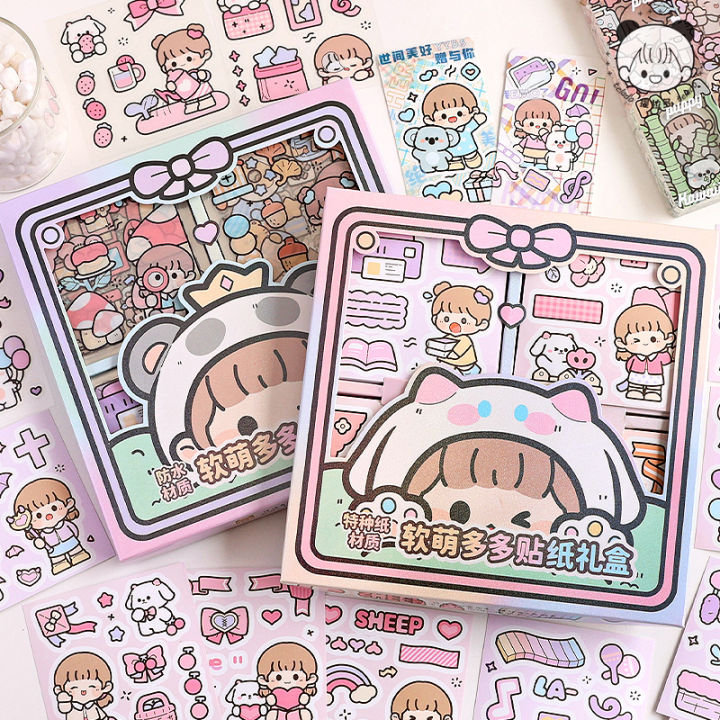 Sweet Journal 72PCS Soft and Cute Series Precut Stickers Diary Journaling Decorative Crafts Scrapbooking DIY Box Sticker
