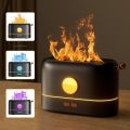 Simulation Flame Aroma Air Humidifier Desktop 2-in-1 Mist Humidifier & Aromatherapy Diffuser for Essential Oil with 3 Colors Atmosphere Lamp 200ML Capacity USB Powered for Home Office Yoga Low Noise Auto-off Protection. 