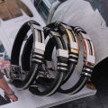 Fashion Stainless Steel Bracelet Men Wrist Band Adjustable Black Link Punk Hiphop Wristband Stylish Casual Bangle Gift. 