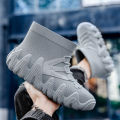 Cross-border short tube fashion men's waterproof shoes galoshes kitchen work rain boots rain boots anti-slip overshoes Korean version foreign trade wear.