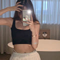 Women Workout Tank Tops, Adults Casual Slim-fit Solid Color Square Collar Crop Tops. 