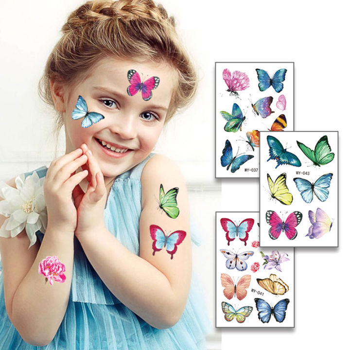 Butterfly Tattoo Cartoon Tattoos Children Party Makeup Temporary Tattoos Body Art Disposable Stickers Butterfly Tattoo Sticker