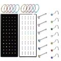 40/60pcs Stainless Steel Crystal Nose Ring Set Women Surgical Steel Nose Piercing Set ear bone needle Studs Body Jewelry.