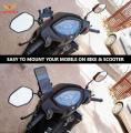 Bike Mobile Holder with Charger Waterproof CNC Bike Mount Holder for Navigation 360 Degree Rotating Handlebar Metal Body Cradle Stand (CNC Metal Holder with USB Charger).