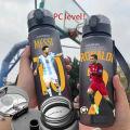 New 2024 FiFA Messi Ronaldo Neymar Football Star 560ML Large Capacity Water Cup Portable Plastic Outdoor Sport Water Bottle Gift. 